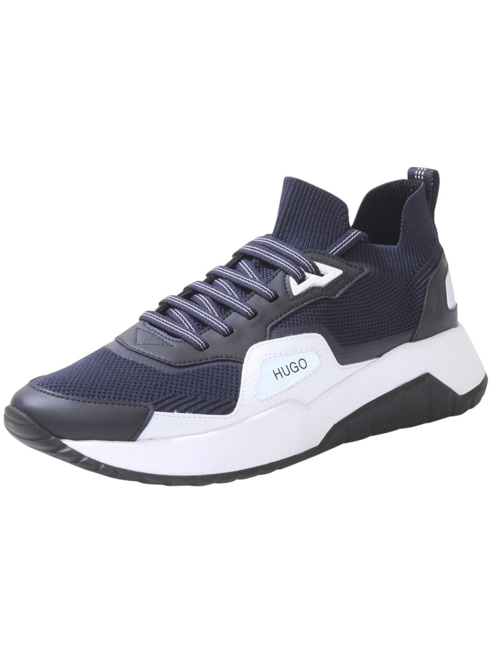 Hugo Boss Navy and White Men’s Chunky Knit Sneakers